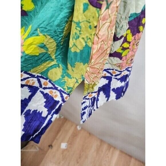 Vintage CAbi Womens Poetry Tunic Top Small Green Floral Silk 3/4 Sleeve BOHO 812 - Picture 6 of 12